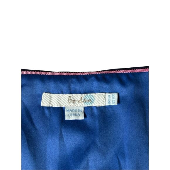 Boden Eden Wrap Dress size 12 Blue Long Sleeve Floral - Picture 5 of 15